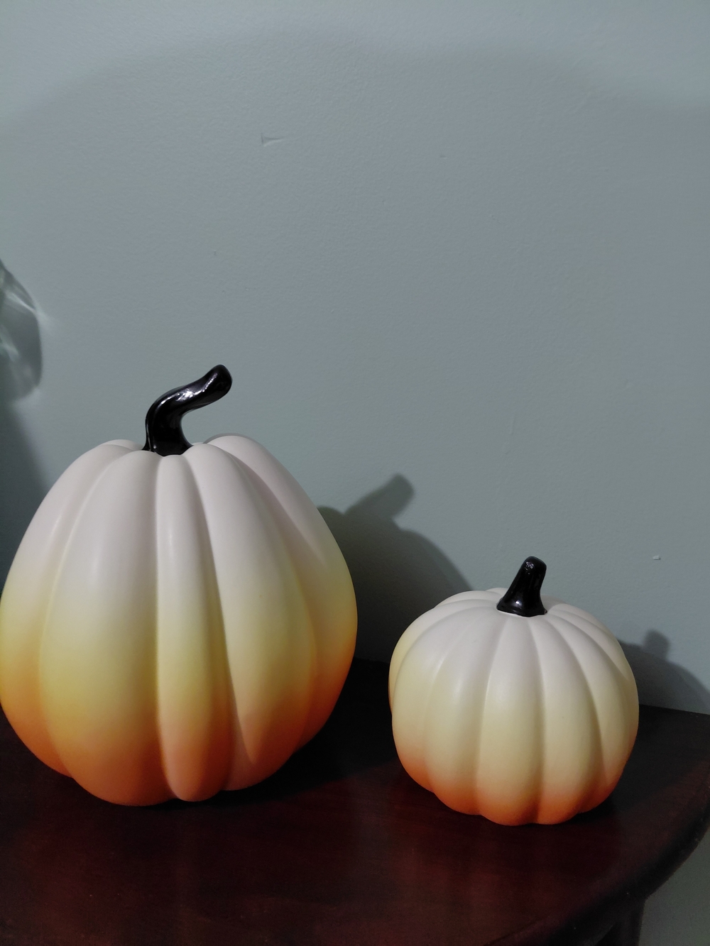White, Yellow and Orange Gradient Ceramic Pumpkin Duo - Seasonal Decor